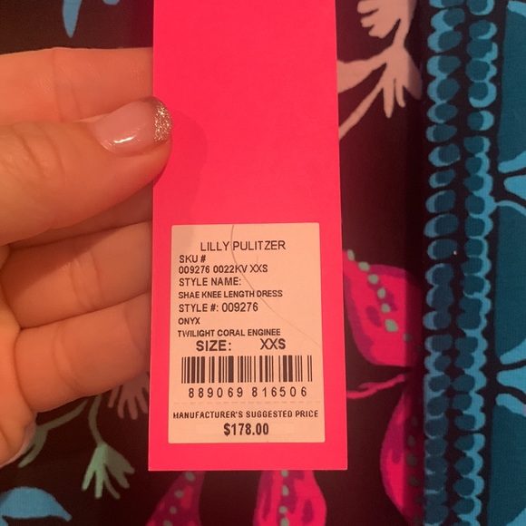❌SOLD❌🎉Host pick! Lilly Pulitzer Shae Dress NWT Onyx Twilight Coral Engineered - Picture 2 of 9